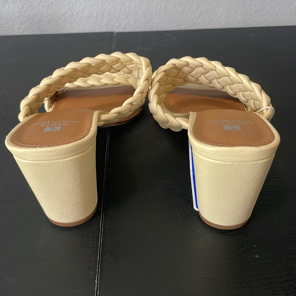 White Mountain Womens NWT Faux Leather Woven Slip On Heels Shoes Size 8-1/2 - Picture 4 of 9